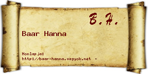 Baar Hanna névjegykártya